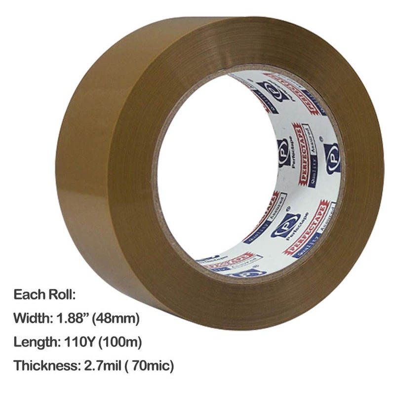 P PERFECTAPE PERFECTAPE Heavy Duty Brown Packing Tape 6 Rolls, Total 600 Meters, 2.7 mil, 1.88 in x 100m, Ultra Strong, Refills for Moving, Packaging and Shipping(Not Paper Tape) - Image 4